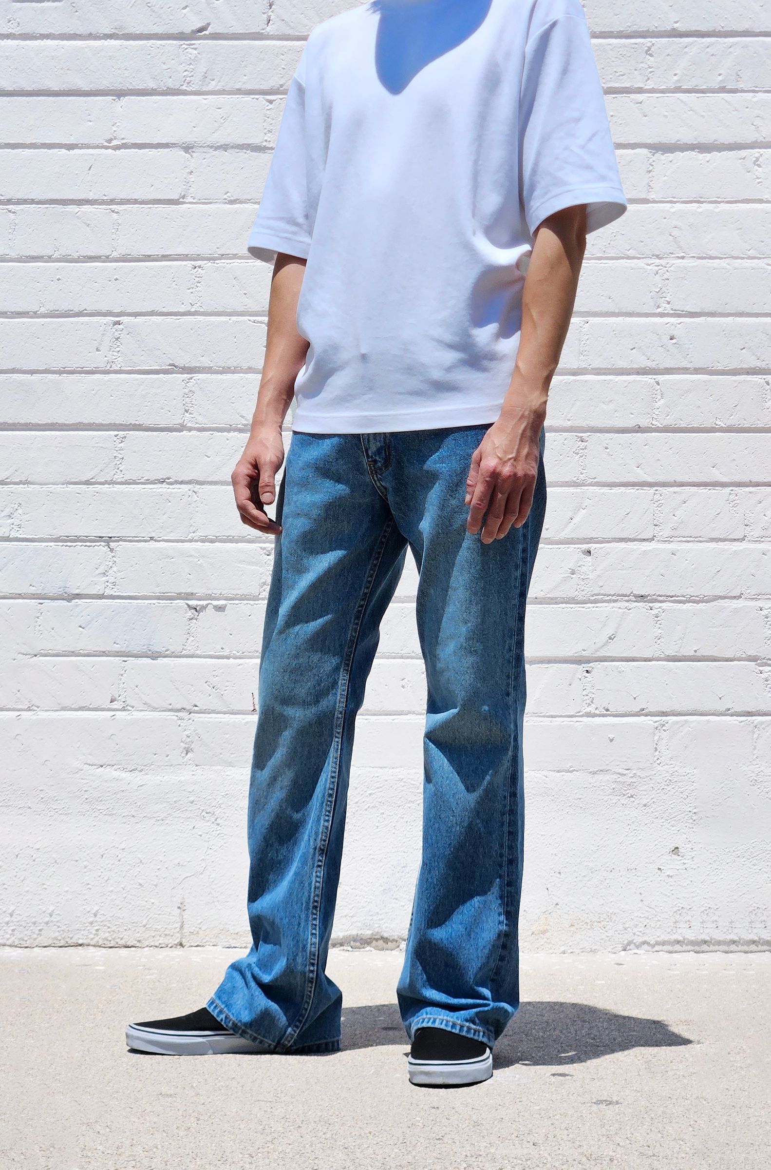 neo blue Flared Baggy - Medium Blue faded -