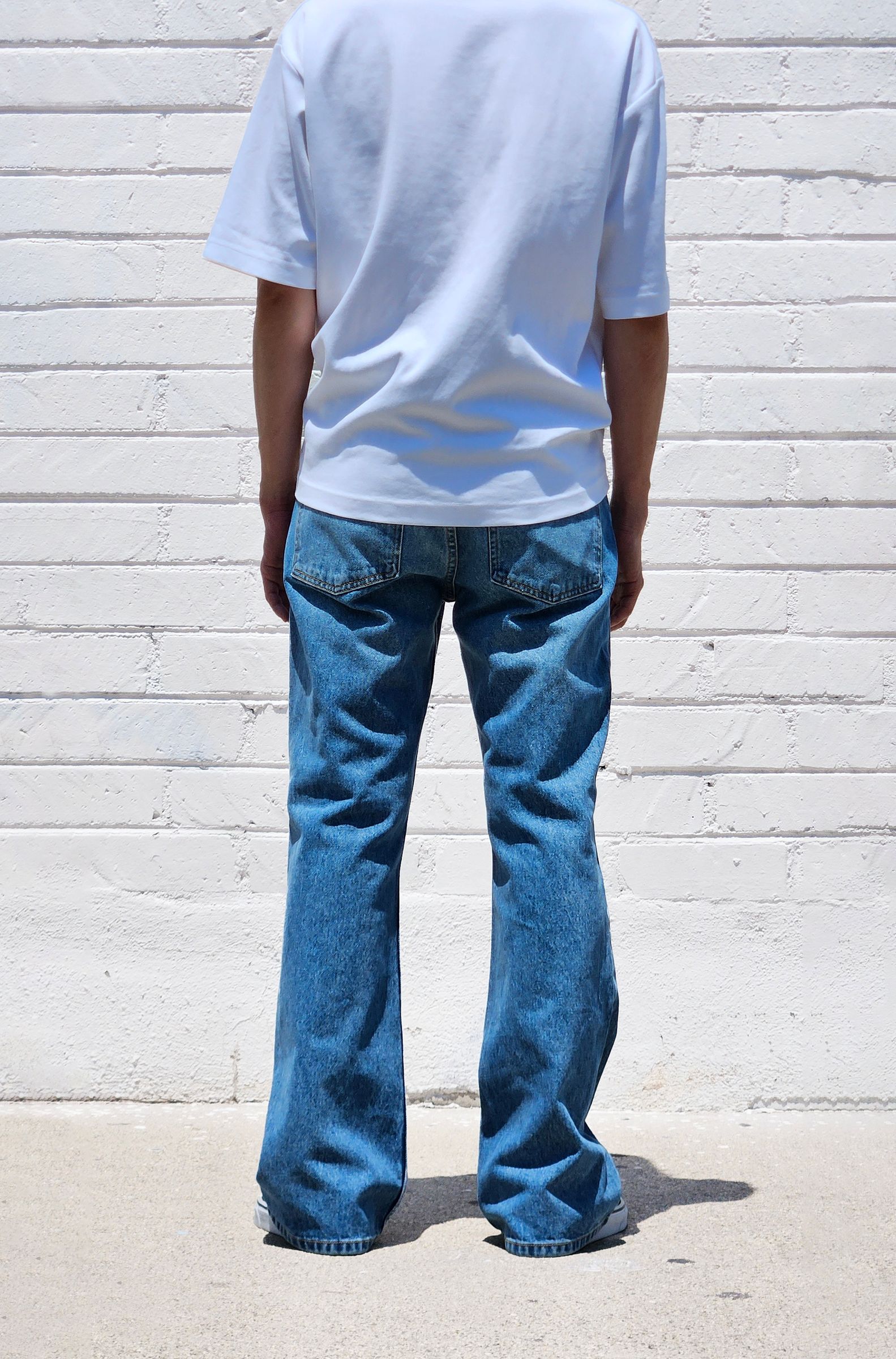 neo blue Flared Baggy - Medium Blue faded -