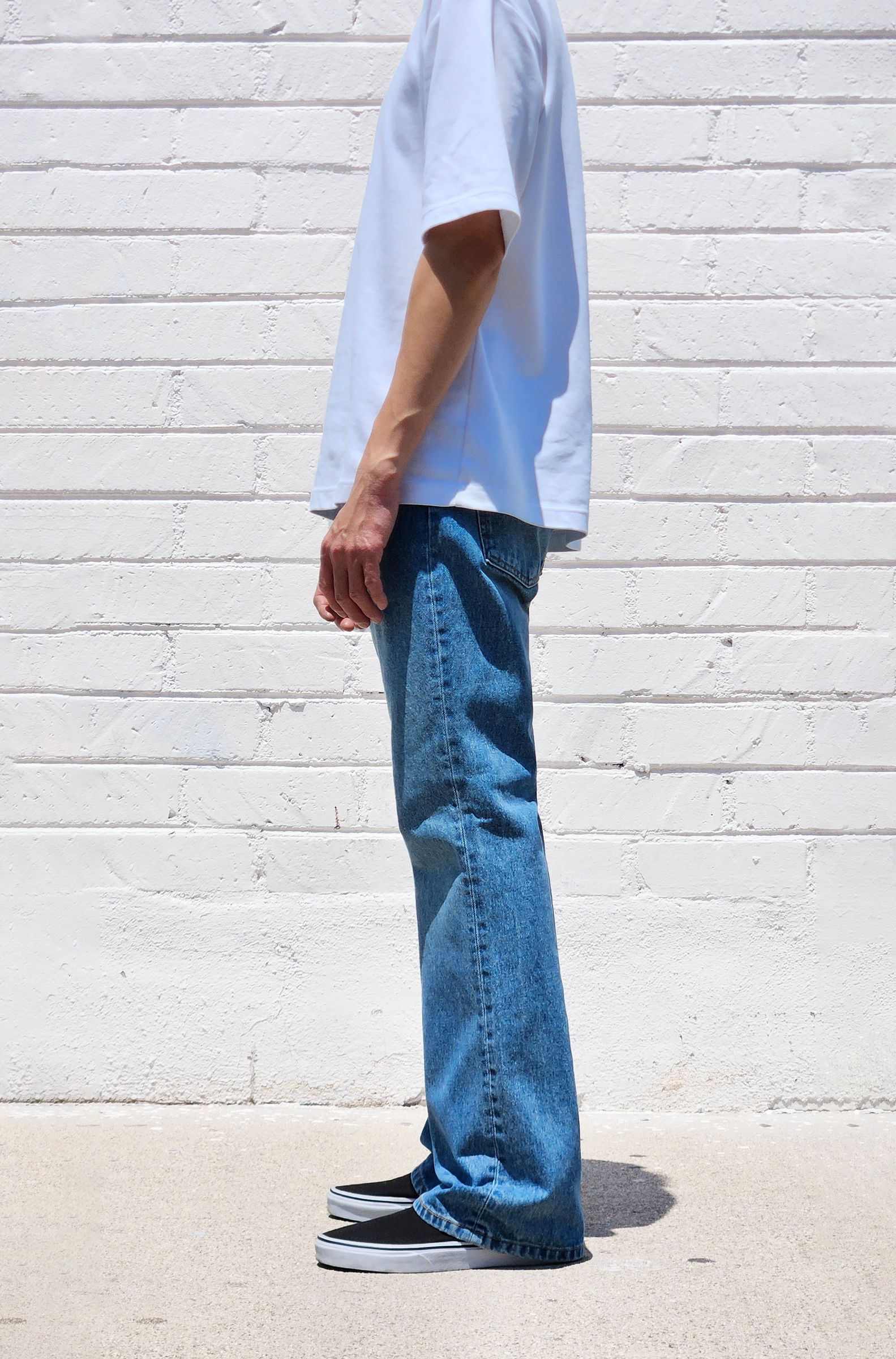 neo blue Flared Baggy - Medium Blue faded -