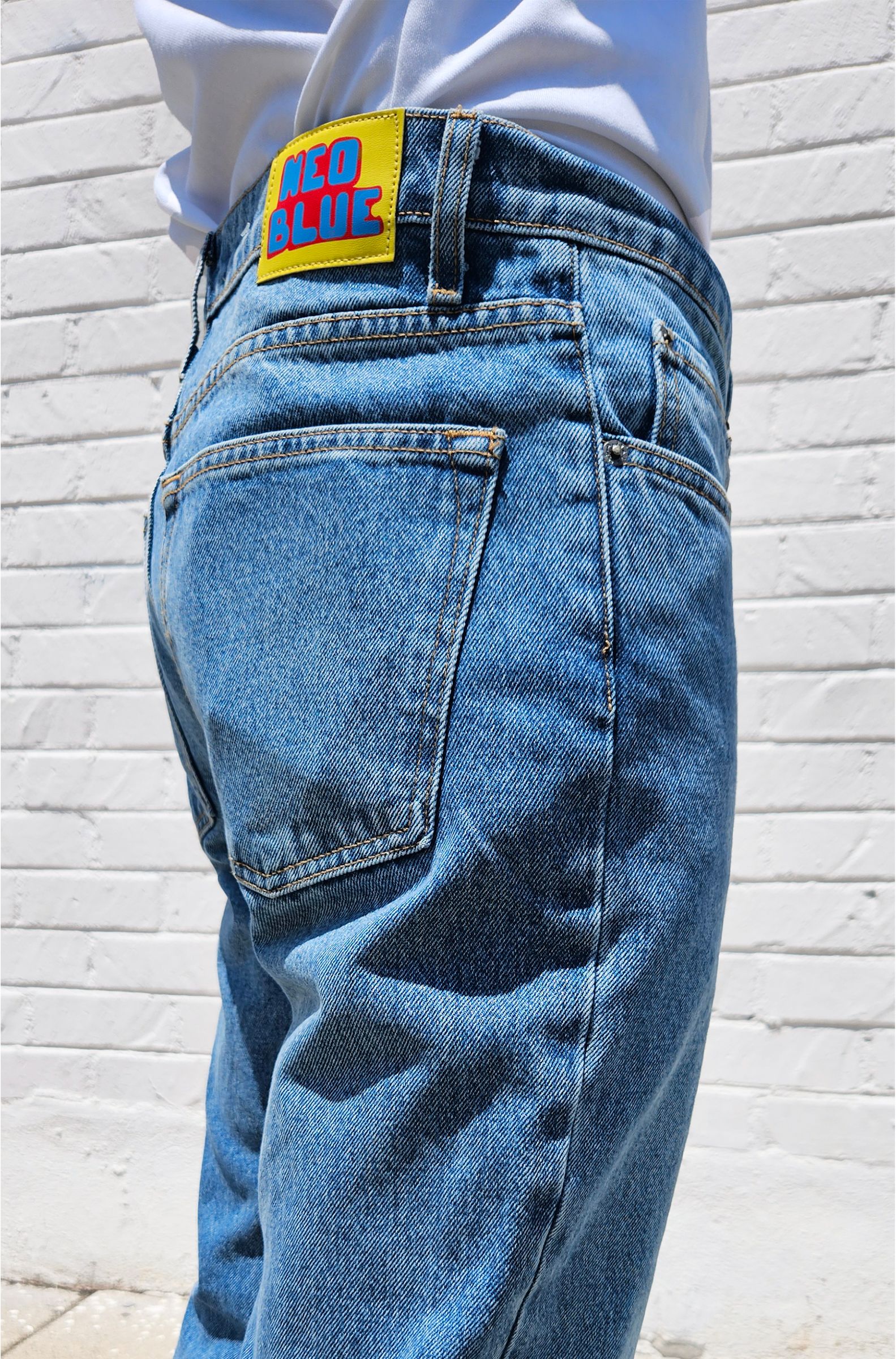 neo blue Flared Baggy - Medium Blue faded -