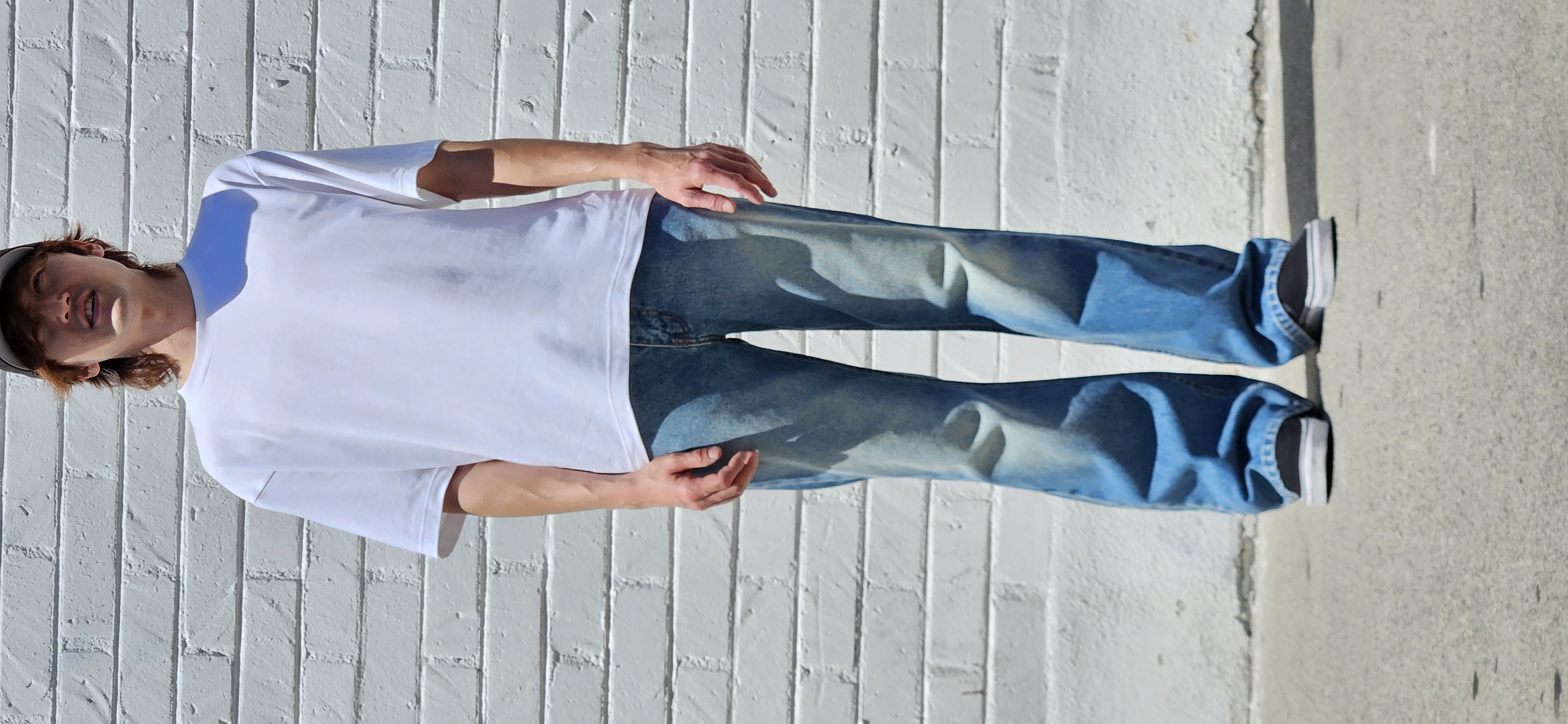 neo blue Flared Baggy - Light Blue faded -