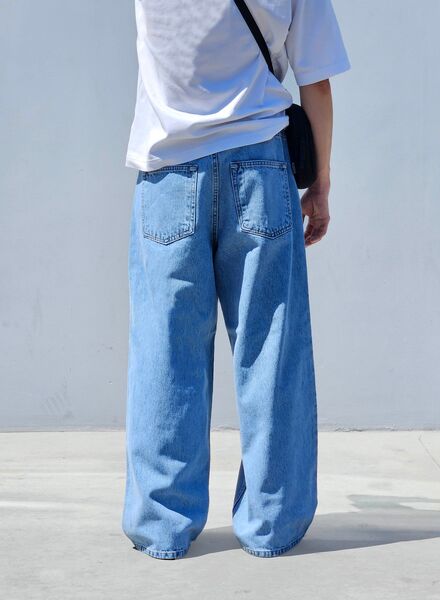 neo blue WASHED SUPER BAGGY JEANS