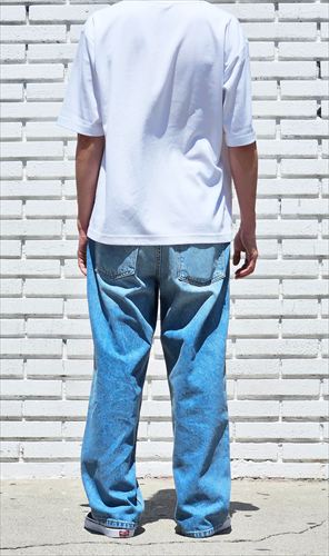 neo blue Tinted Fade Medium Blue Baggy Jeans