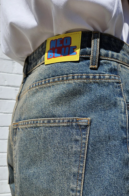 neo blue MUD FADE MEDIUM BLUE BAGGY JEANS