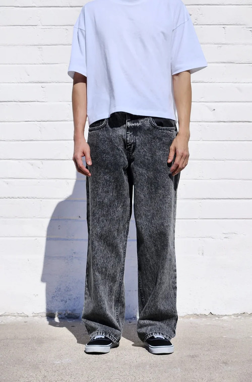 neo blue ACID DARK BLACK BAGGY JEANS