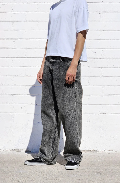 neo blue ACID DARK BLACK BAGGY JEANS