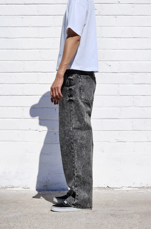 neo blue ACID DARK BLACK BAGGY JEANS