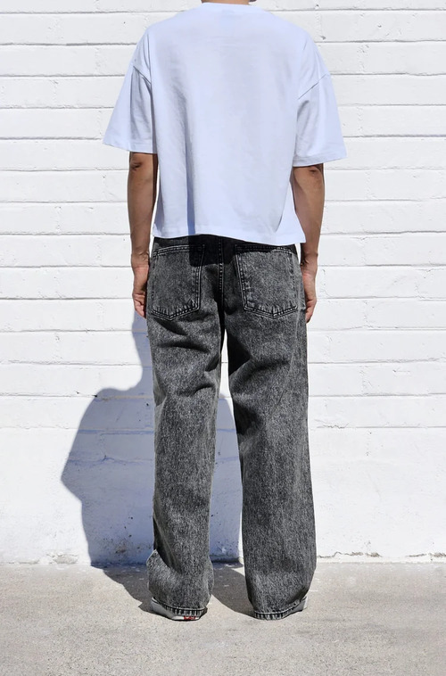 neo blue ACID DARK BLACK BAGGY JEANS