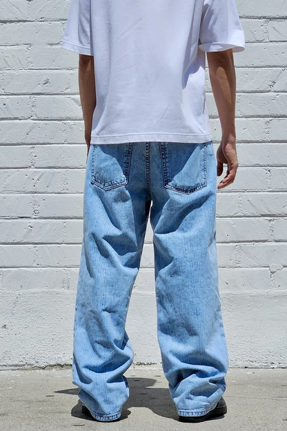 neo blue Pastel Blue Baggy (vertical grain/slub)