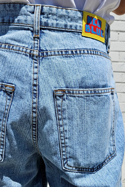 neo blue Pastel Blue Baggy (vertical grain/slub)