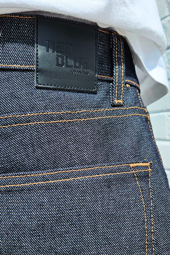 neo blue Raw Denim Super Dark Baggy Denim Shorts