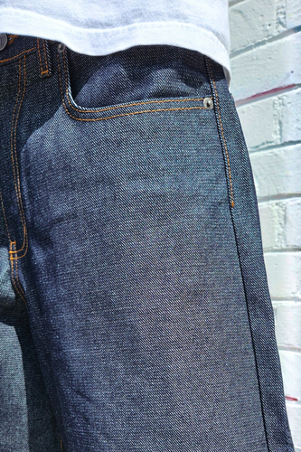 neo blue Raw Denim Super Dark Baggy Denim Shorts