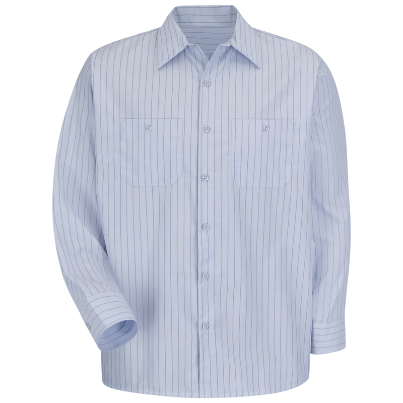 red kap MENS LS LT BLU W/NAVY STR WRK SHIRT