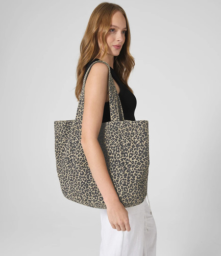 westford mill Leopard print canvas shopper
