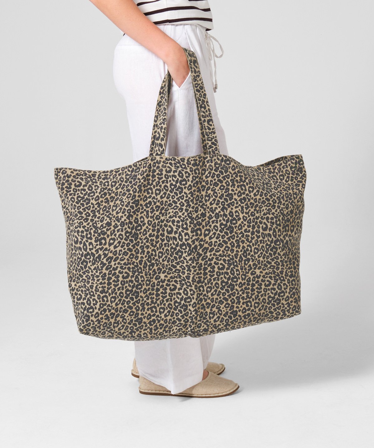 westford mill Leopard print canvas oversized tote bag