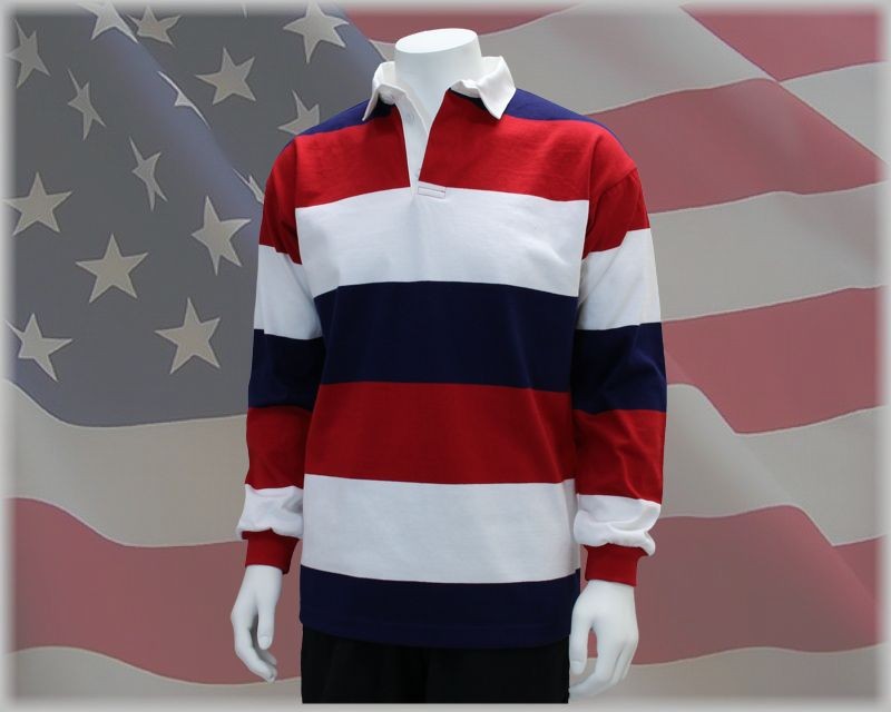 columbia knit Mns Patriotic Rugby R/W/N WO/PATCH